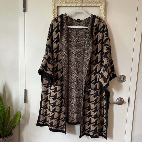ZARA KNIT | Rare Vintage Cardigan Knit Houndstooth Sweater Hoodie - Picture 2 of 11